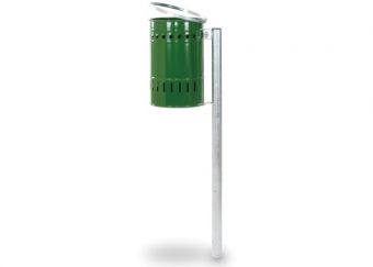 Cestino Milano verniciato Verde, con paletto e ferma sacco. Da interrare.